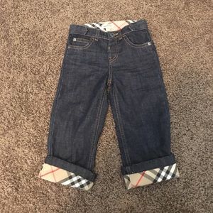 Burberry kids size 2T jeans with plaid cuffs